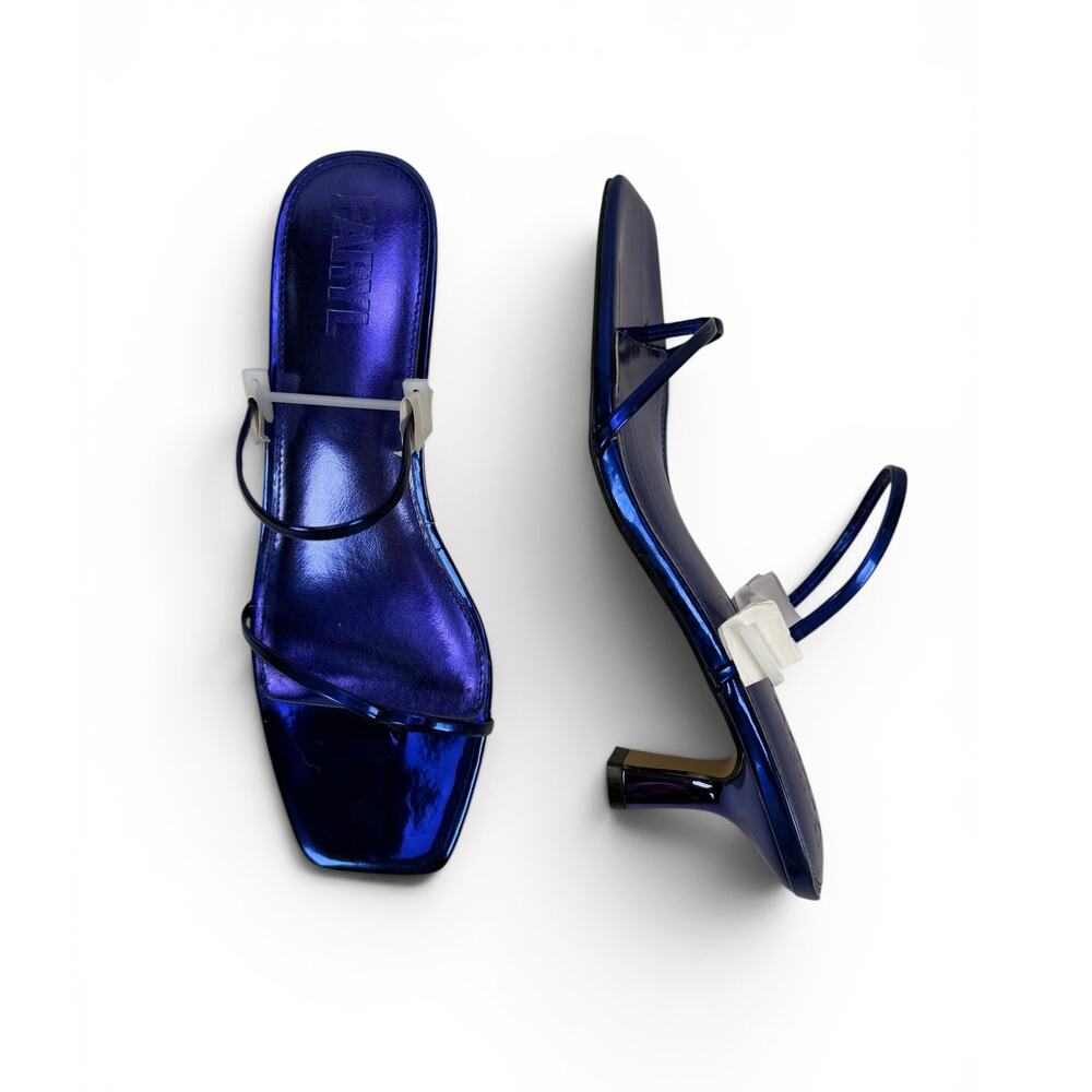 Faryl Farylrobin Aria Sandal Womens 8.5 Metallic Purple Blue Square Toe Strappy